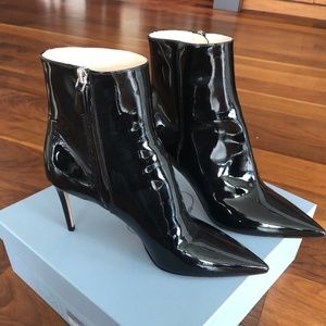 Prada Heeled Booties - Black Patent